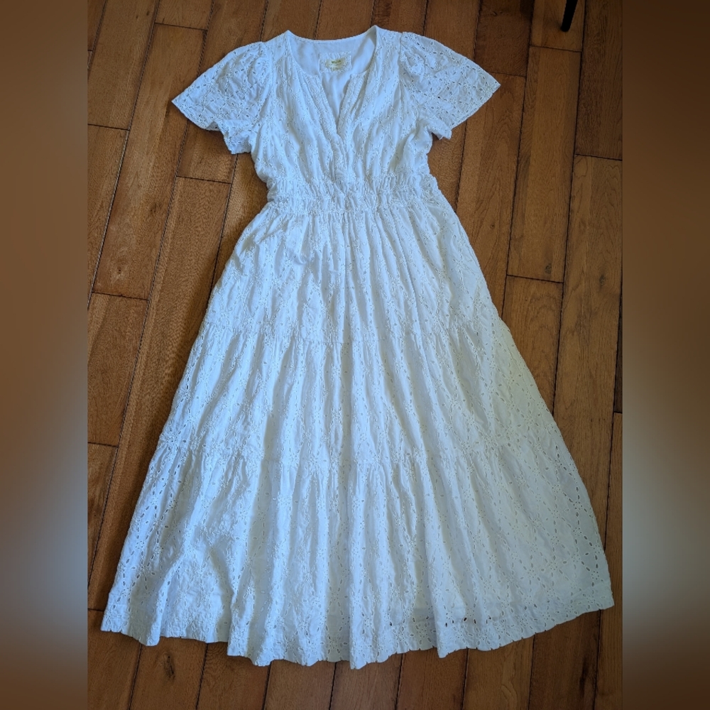 Anthropologie White Maxi Lace Dress